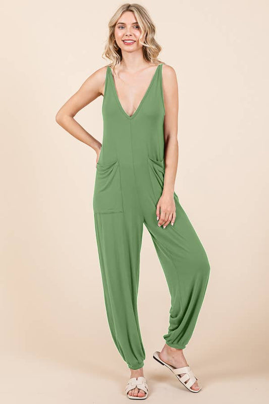 Deep V-Neck Jumpsuit